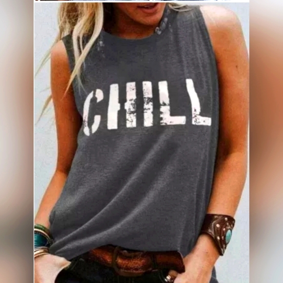 Boutique  Private Label gray chill muscle tank size medium - Picture 2 of 8